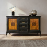 Credenza Grande classica noce due porte intarsiate quattro cassetti Arte Tiziano Piombini RH6101